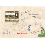 1966 German World Cup final complete team signed on A4 homemade sheet with inset photo