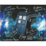 Dr Who 10x8 inch multi signed Tardis colour photo signed by 12 stars from the iconic show