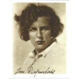 WW2 actress Leni Riefenstahl signed grainy 6 x 4 inch b/w photo. Condition 6/10.