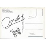 Football Johan Cruyff and Johan Neeskens signed on back of Barcelona Stadium colour postcard.