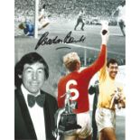 1966 World Cup football Gordon Banks signed 10 x 8 inch colour montage photo. Condition 8/10.