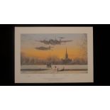 Philip E West Path Finder Force Artist Proof signed by 3 distinguished RAF WW2 Mosquito aircrew.
