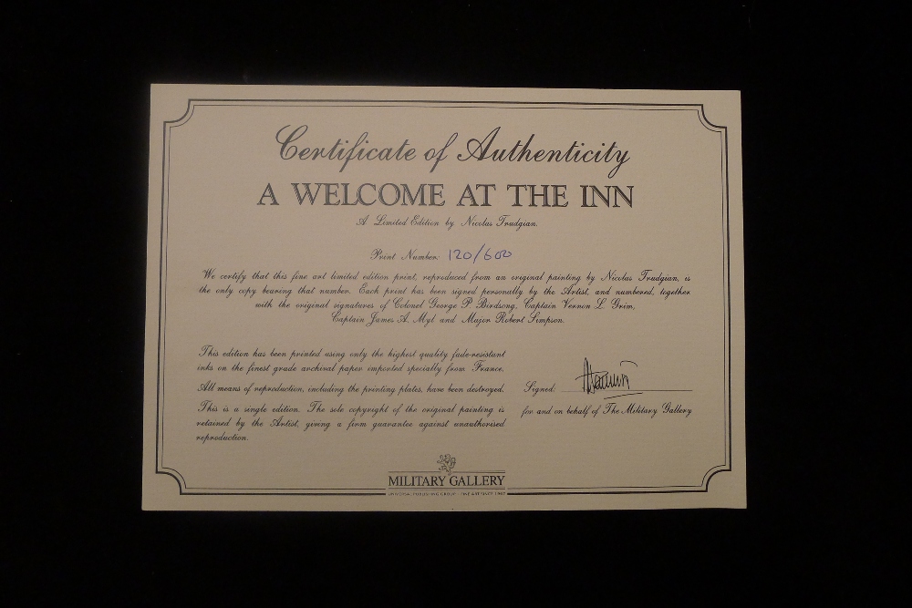 Nicolas Trudgian A Welcome at the Inn signed by four USAAF B-17 bomber pilots who flew with the - Image 4 of 4