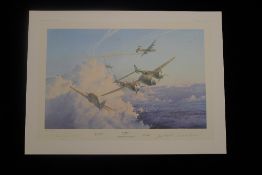 Robert Taylor Hostile Sky Artist Proof signed by 4 WW2 pilots (2 Luftwaffe Fw-190 pilots and 2 USAAF