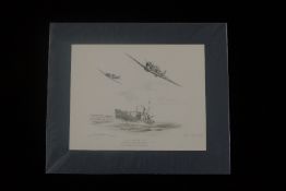 Nicolas Trudgian ORIGINAL PENCIL DRAWING Welcome for the Few signed by Battle of Britain Fighter
