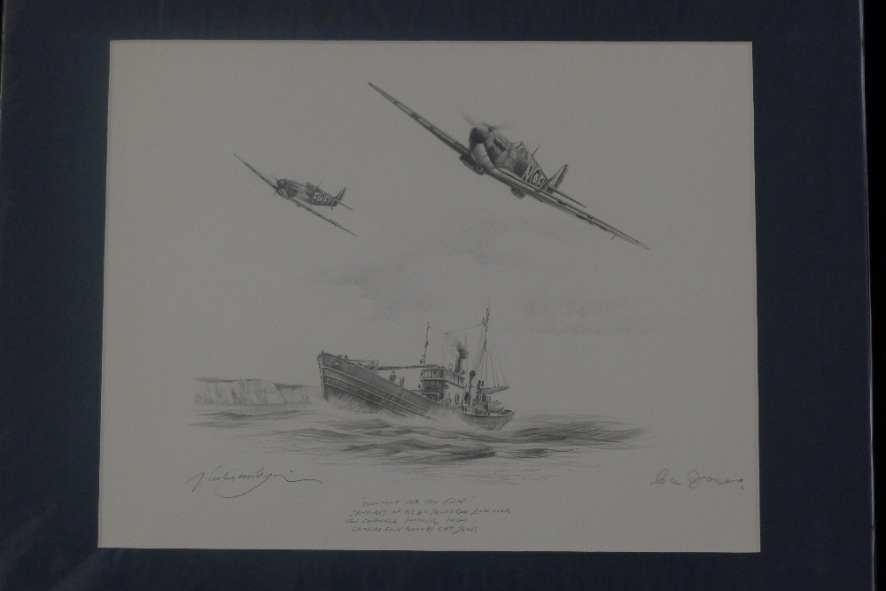 Nicolas Trudgian ORIGINAL PENCIL DRAWING Welcome for the Few signed by Battle of Britain Fighter - Image 2 of 3