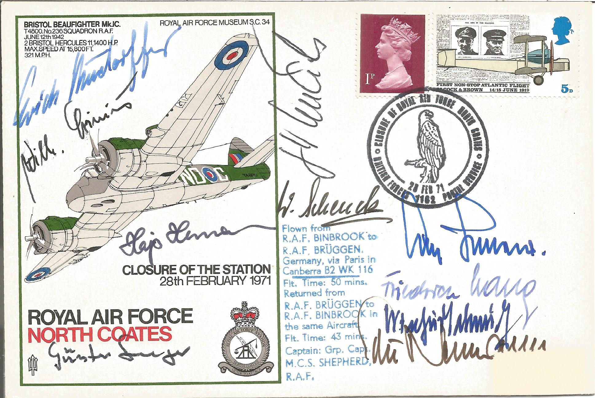 WW2 Luftwaffe aces multiple signed cover. Ten inc Neumann, Gunter Seeger, Hajo Hermann, Erich