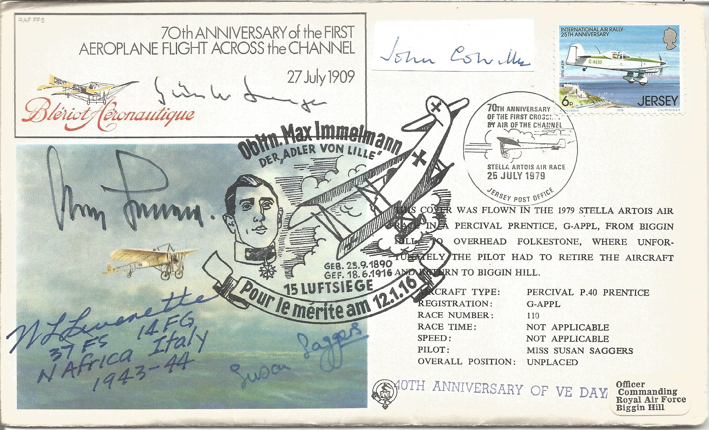 John Colville Churchills PPS signed label on cover with Luftwaffe and US fighter aces. Gunther