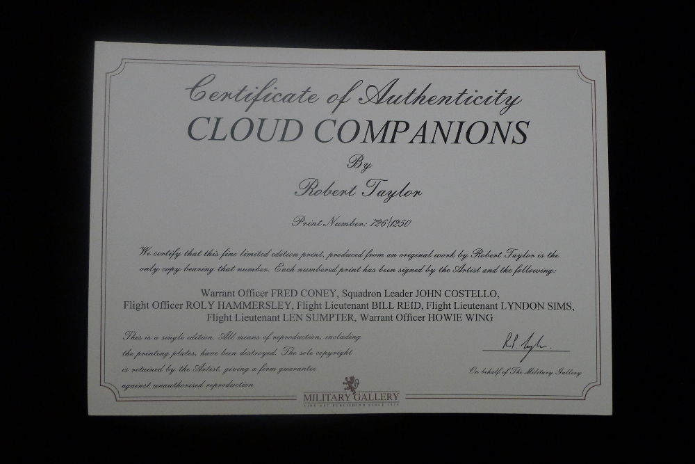 RARE Robert Taylor Cloud Companions Limited Edition signed by a complete WW2 RAF Lancaster bomber - Image 3 of 3