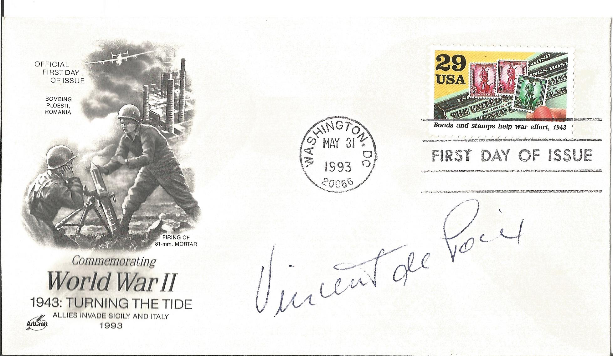 WW2 US Admiral Vincent de Poix signed Commemorating World War II 1943 Turning The Tide Allies Invade