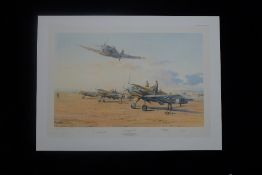 Robert Taylor Hunters in the Desert Artist Proof signed by 4 leading Luftwaffe WW2 Desert Aces. This
