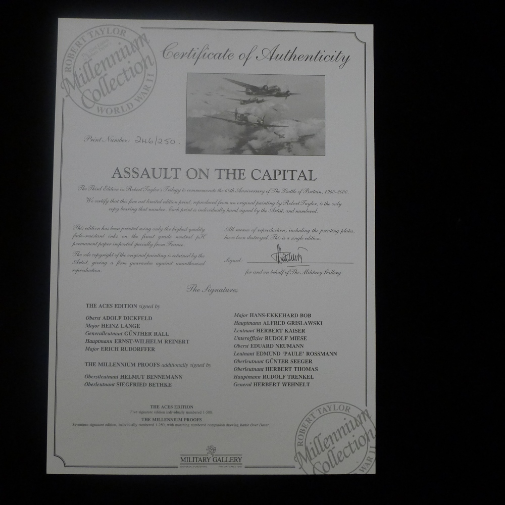 Rare Robert Taylor Assault on the Capital The Millennium Proofs Edition signed by 17 WW2 Luftwaffe - Image 4 of 4