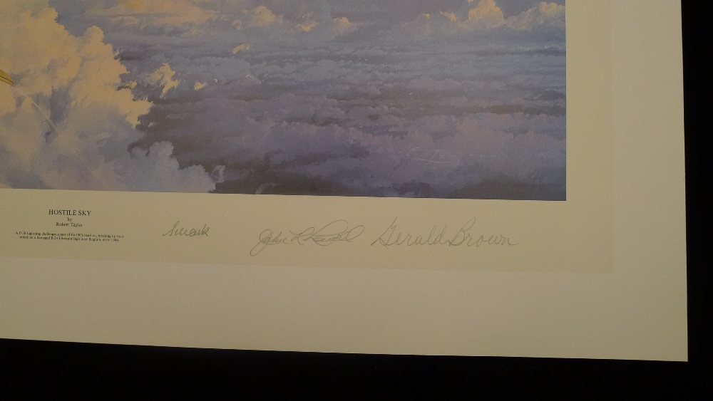 Robert Taylor Hostile Sky Artist Proof signed by 4 WW2 pilots (2 Luftwaffe Fw-190 pilots and 2 USAAF - Image 3 of 4