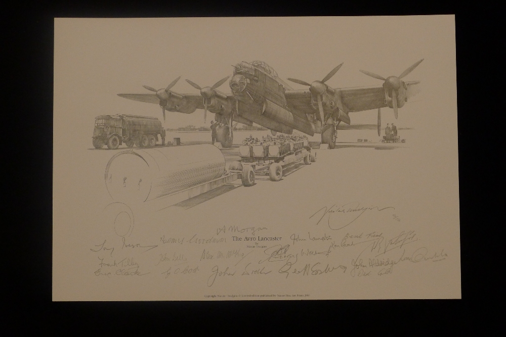 Nicolas Trudgian The Avro Lancaster signed by 18 RAF WW2 veterans of 49 and 617 Squadrons. This is