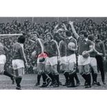 ALEX STEPNEY 1975, football autographed 12 x 8 photo, a superb image depicting Man United players