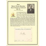 Major Henry Vivian Brandon, Baron Brandon of Oakbrook MC PC signed piece. He was Commander-in-