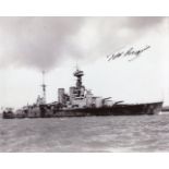 HMS Hood. 8x10 inch photo hand signed by Ted Briggs, who at the time of signing was the last