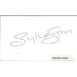 Sylvia Syms signed 5x3 white card. Film actress. All autographs come with a Certificate of