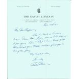 Arthur Miller ALS dated 1991 on The Savoy London notepaper. All autographs come with a Certificate