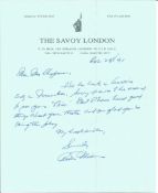 Arthur Miller ALS dated 1991 on The Savoy London notepaper. All autographs come with a Certificate