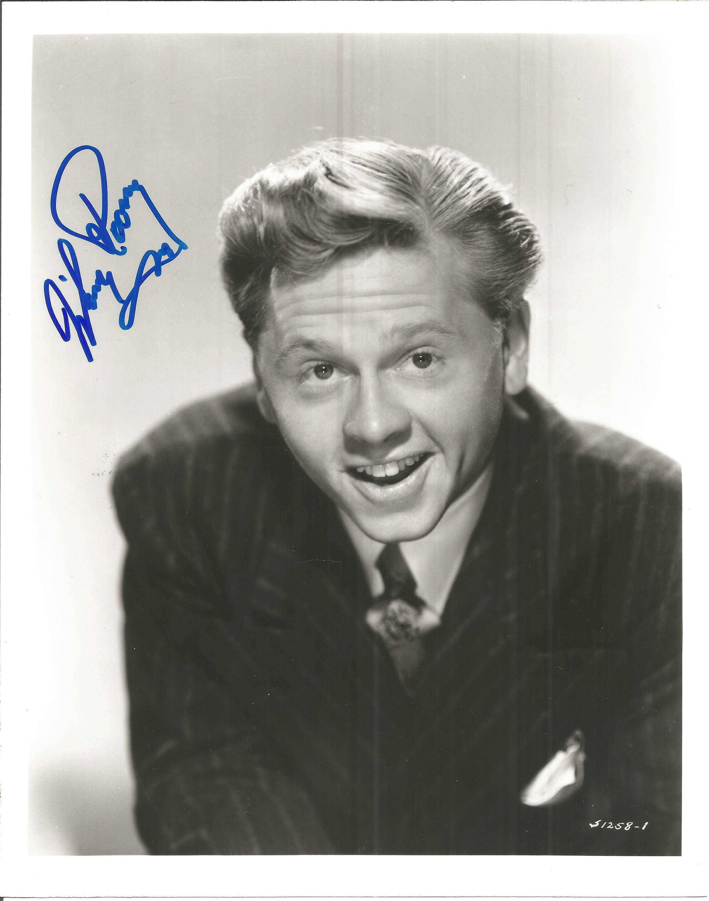 Mickey Rooney signed 10x8 black and white photo. Young image. All autographs come with a Certificate