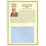 Lieutenant Colonel Arthur Marshall MBE signed handwritten letter regarding a table - mat sent to