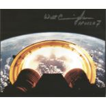 Apollo Astronaut Walt Cunningham signed 12 x 8 inch colour book photo of Rocket separation,