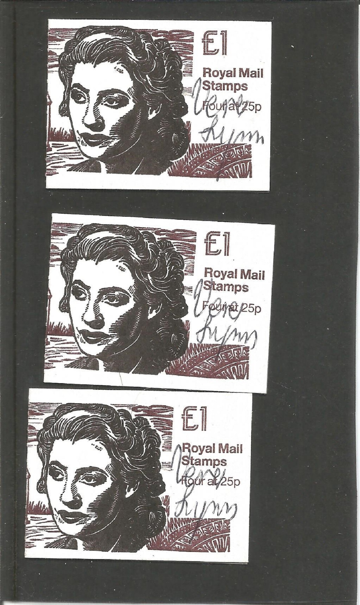 Dame Vera Lynn signed £1 stamp booklets. 3 in total. All autographs come with a Certificate of