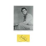 Rock Hudson signature piece mounted below black and white photo. Approx overall size 18x12. All