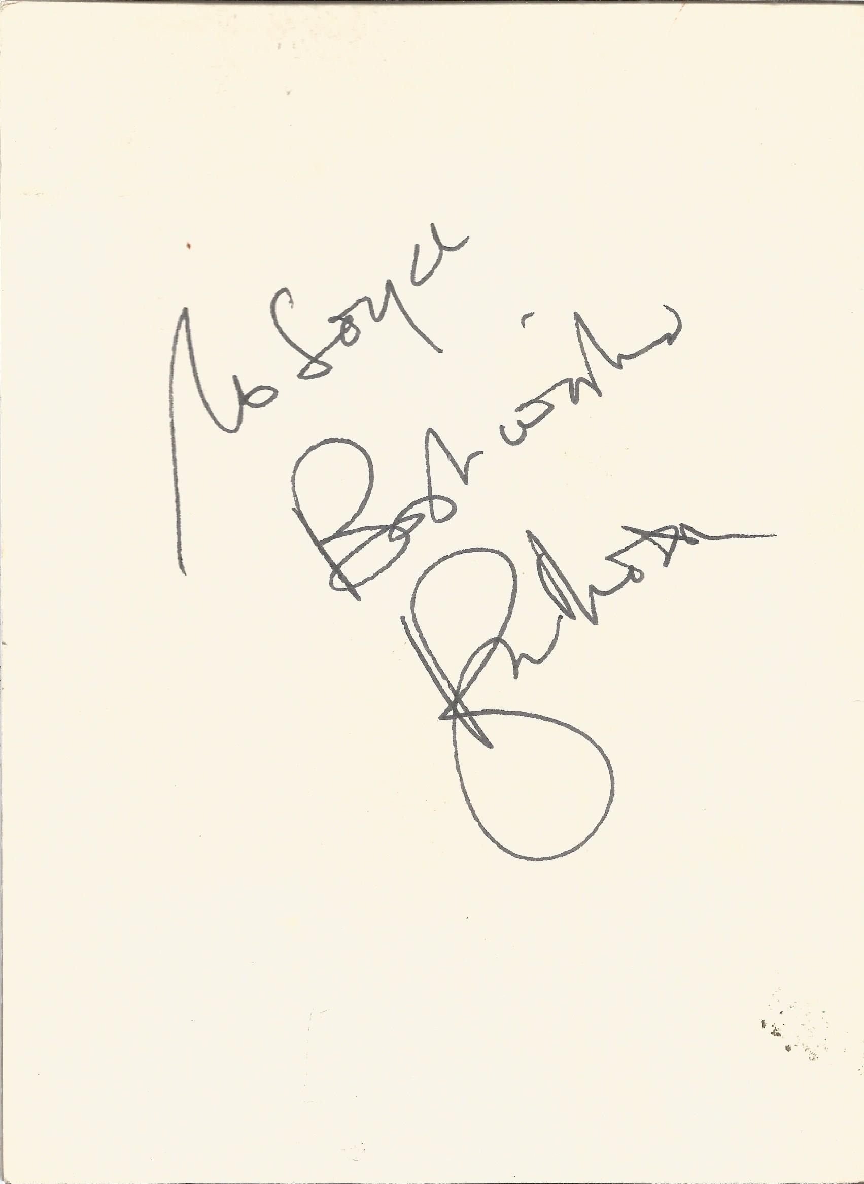 Harry H Corbett and Roger Moore signed The Flying Squad dinner dance menu. Signed on separate pages.