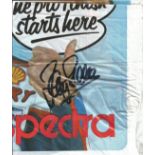 Barry Sheene signed carrier bag. All autographs come with a Certificate of Authenticity. We