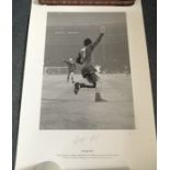 George Best signed 16 x 12 inch b/w print of his goal celebration at 1968 Cup Final. Condition 9/10.