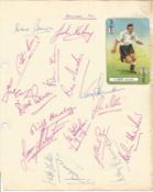 Vintage Arsenal FC signed notebook page. Signed by 18. Amongst signatures are Dave Bowen, John