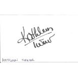 Kathleen Turner signed 5x3 white card. American actress. All autographs come with a Certificate of