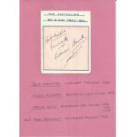 Australian Davis cup tennis team 1936 signed album page. Signed by 4 Jack Crawford, Vivian