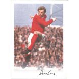 Denis Law signed 12 x 8 inch hand signed colour laser copy football action photo. All autographs