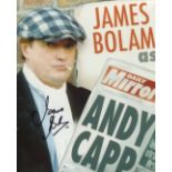 Andy Capp. 8x10 photo signed by actor James Bolam as the scallywag Andy Capp. All autographs come