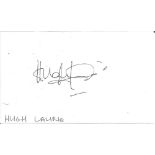 Hugh Laurie signed 5x3 white card. British actor. All autographs come with a Certificate of