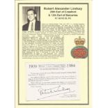 Robert Alexander Lindsay, 29th Earl of Crawford & 12th Earl of Balcarres KT GCVO DL PC signed