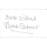 Anna Carteret signed 5x3 white card. British actress. All autographs come with a Certificate of