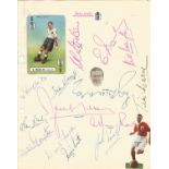 Vintage England FC signed notebook page. Signed by 15. Includes Franklin, Reggie Smith, Frank
