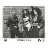 Destiny's Child signed 10x8 black and white photo. Signed by all 3 Beyonce, Kelly Rowland and