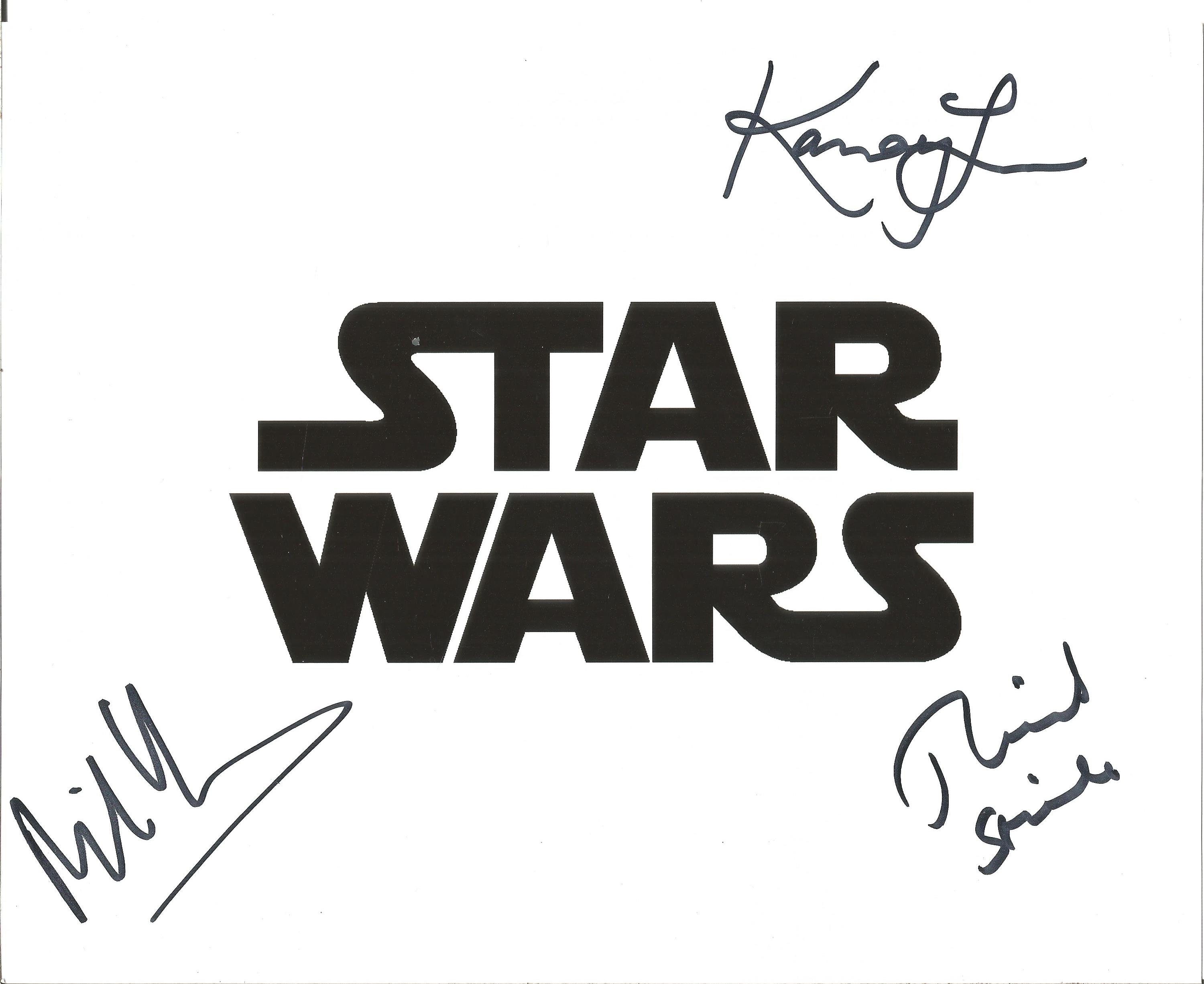 Yerolemou, Stride and Lau signed Star Wars logo 10x8 photo. All autographs come with a Certificate