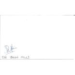 Sir John Mills signed 5x3 white card. British actor. All autographs come with a Certificate of