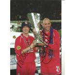 Robbie Fowler and Gary Mcallister Liverpool Signed 12 x 8 inch football photo. All autographs come