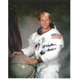 Space Astronaut Al Worden signed 10x8 colour spacesuit photo. All autographs come with a Certificate