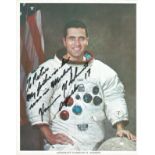 Apollo 17 Moonwalker Harrison Schmitt signed White Space Suit photo dedicated to Peter. All