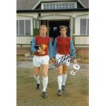 GEOFF HURST 1966, football autographed 12 x 8 photo, a superb image depicting Hurst and his West Ham