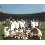 Football Ray Stewart 10x8 signed colour photo pictured celebrating with his West Ham team mates