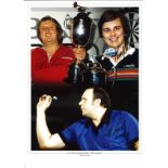 Eric Bristow, Keith Deller and Cliff Lazarenko Darts Signed 16 x 12 inch darts photo. All autographs
